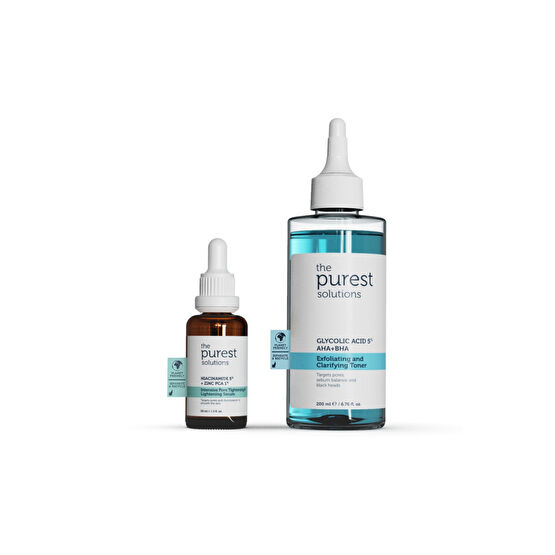 The Purest Solutions Sivilce Akne Karşıtı Sebum Dengeleme ve Gözenek Sıkılaştırmaya Yardımcı Bakım Seti 30 ml + 200 ml