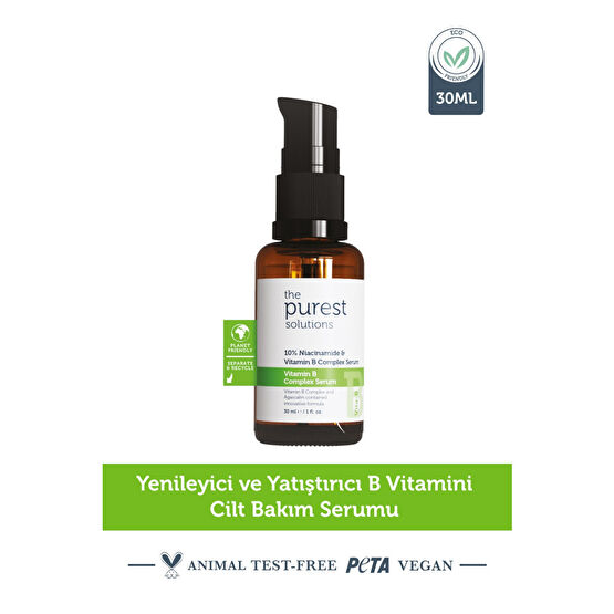 The Purest Solutions Yenileyici Ve Yatıştırıcı B Vitamini Cilt Bakım Serumu 30 Ml (%10 Niacinamide + Provitamin B5)