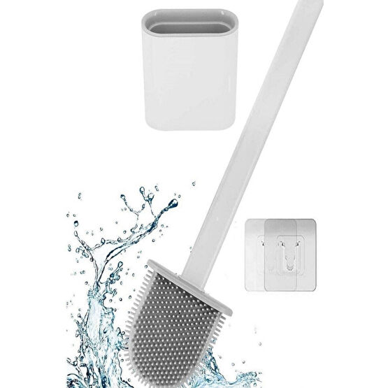 Tilbe Home Beyaz Silikon Klozet Fırçası Banyo Tuvalet Wc Küvet Temizleme Fırçası Duvara Monte Seti Klozet Fırçası Fiyatı