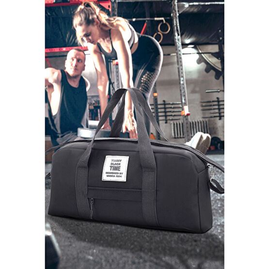 Tonny Black Orijinal Unisex 2 Bölmeli Önü Fermuarlı Uzun Askılı Geniş Hacimli Seyahat Gym Fitness Spor Çantası Unisex Spor Çantası Fiyatı