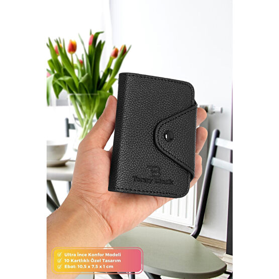 Tonny Black Orijinal Yeni Nesil İnce Model 10 Kartlık Bölmeli Çıt Çıtlı Kartvizitlik & Kredi Şık Kartlık Cüzdan Unisex Kartlık Fiyatı