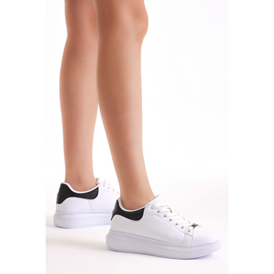 Tonny Black Unisex Beyaz Siyah Spor Ayakkabı V2alx 37 Beden