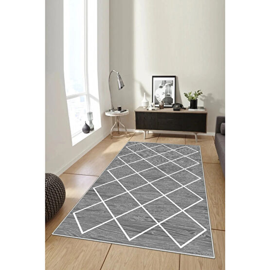Toronto Home Kesme Halı Desenli Dijital Baskı Yıkanabilir Kaymaz Taban İnce Salon Mutfak Çocuk Halısı Yolluk 140 x 200 Beden