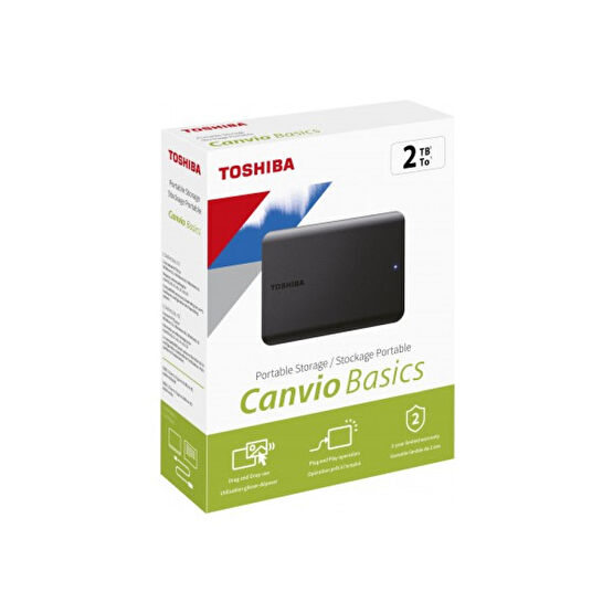 Toshiba 2tb Canvio Basics 2.5" Usb3.2 Toshıba HDTB520EK3AA (Usb2.0 Uyumlu) - Siyah Taşınabilir Hard Diskler Fiyatı