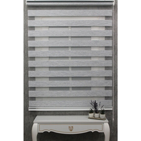 TREND STOR PERDE Kidmex Ithal Bambu Açık Gri Bambu Stor Zebra Perde Etek Dilimsiz 240 x 200 Beden