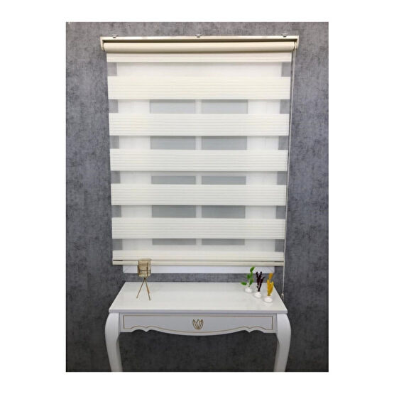 TREND STOR PERDE Krem Geniş Plise Zebra Stor Güneşlik Perde 150x200 170 x 200 Beden Stor Perde Fiyatı