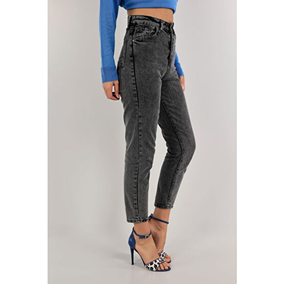 TRENDNATUREL Trendy Kadın Füme Yüksek Bel Yumuşak Dokunuşlu Rahat Kesim Mom Jean Kot Pantolon 27 Beden Bayan Jeans / Kot Pantolon Fiyatı