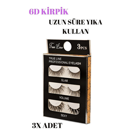True Line 6d Kirpik Glam Volume Sexy Uzun Süre Yıka Kullan Takma Kirpik Ürünleri Fiyatı
