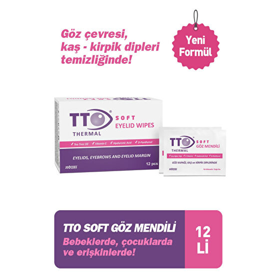 TTO Soft Göz Mendili 12 Li Bebeklerde / Çocuklarda (ÇAY AĞACI YAĞI / TEA TREE OIL) Makyaj Temizleyicileri Fiyatı