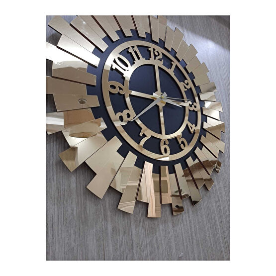 Tuba Design Şık Kabartmalı Dekoratif Duvar Saati Lüks Altın Sarısı Güneş Modern Ev Ofis Saati 40x40 Cm Duvar Saati Fiyatı