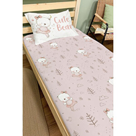 Tuğba Kuğu Lastikli Çarşaf Seti (140x200+20) - For Baby Serisi - Pembe Elbiseli Balerin Ayıcık Bebek Yatak Çarşafı Fiyatı