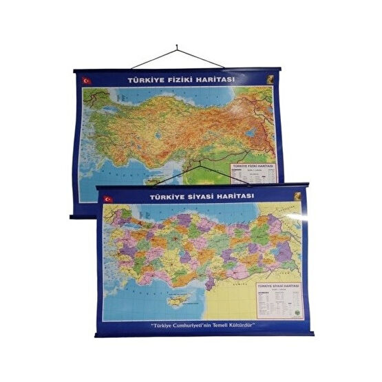 Türkiye Çift Taraflı  Siyasi ve Fiziki Haritası 50X70 cm - 50 x 70 cm Harita & Küre Fiyatı