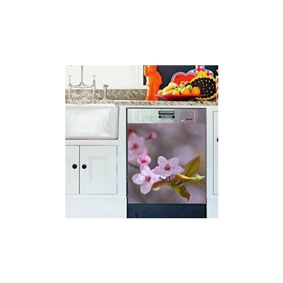 Tusador TILKI-74159 Tilki Dünyası Dalında Çiçekler Bulaşık Makinesi Kapak Stickerı