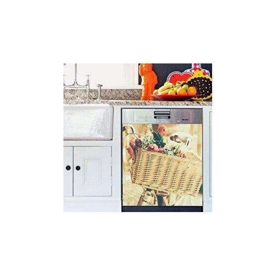 Tusador TILKI-74170 Tilki Dünyası Çiçekler Bisiklette Bulaşık Makinesi Kapak Stickerı