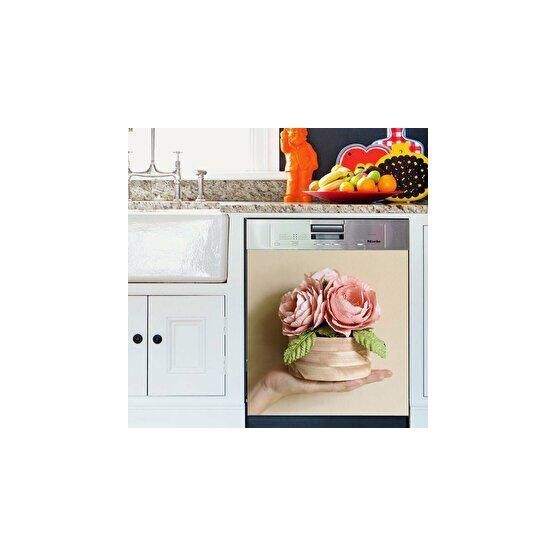 Tusador TILKI-74174 Tilki Dünyası Pembe Tutku Bulaşık Makinesi Kapak Stickerı