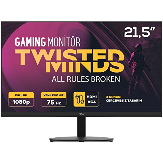 Twisted Minds Tm22Dfa 21.5" FHD 75 Hz Hdmi VGA AMD FreeSync Çerçevesiz Oyuncu Monitörü Monitör Fiyatı
