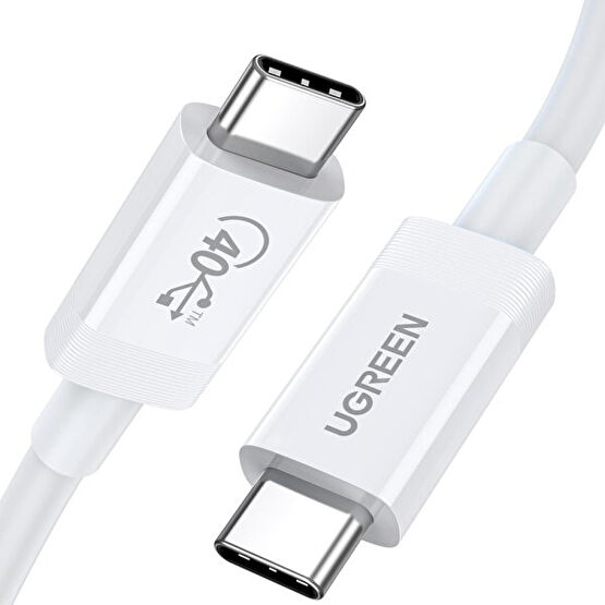 Ugreen Usb4 Gen3 Thunderbolt3 8K 60 Hz PD 100 W 40 Gbps 80 CM Beyaz Görüntü Data ve Şarj Kablosu Cep Telefonu Kablosu Fiyatı