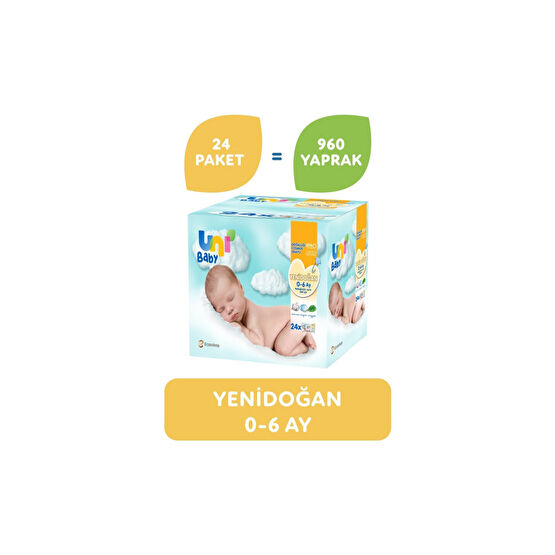 Uni Baby Yenidoğan Islak Mendil 24lü 960 Yaprak Bebek Mendil-Islak Mendil Fiyatı