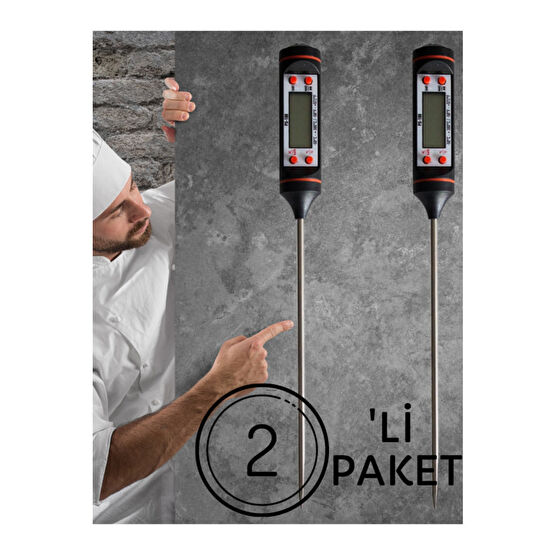 Unichrome 2 Adet Siyah Renk Dijital Gıda Yemek Termometresi Yemek Isı Ölçer Ölçüm Aletleri / Cihazları Fiyatı