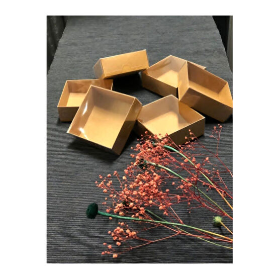 UNİDEN 8x8x3 Cm Kraft Asetat Kapaklı Kutu (50 Adet) Düğün Nişan Kına Hediyelik Kutu Hediyelik Eşya Fiyatı