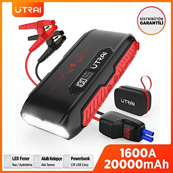 Utrai Jstar 3 20000 mAh 1600a Jump Starter LCD Ekranlı Taşınabilir Akü Takviye Cihazı (Çanta + Powerbank + Led Lamba) Şarj Cihazları & Kitler Fiyatı