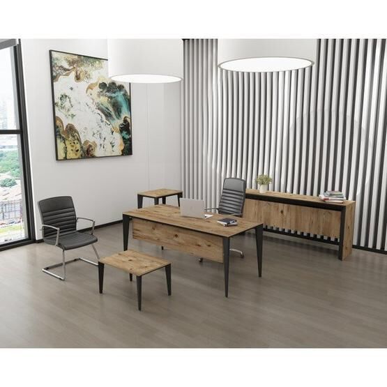 Uzay Ofis Mobilya Lotus Antik Çam Siyah 120 cm Yönetici Takımı