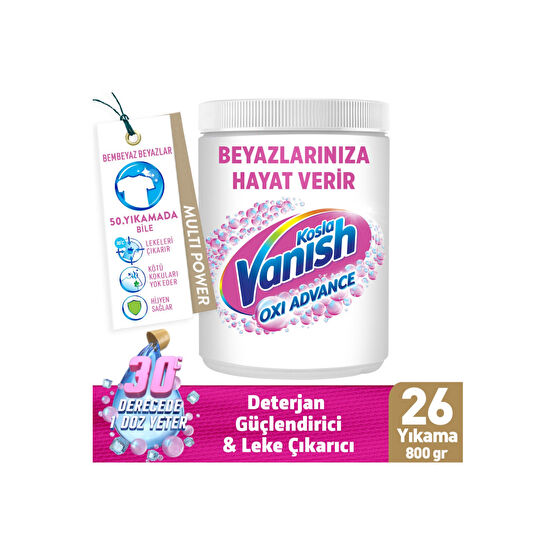 Vanish Kosla Multipower Oxi Advance Beyazlar Için Leke Çıkartıcı & Deterjan Güçlendirici Toz 800 G