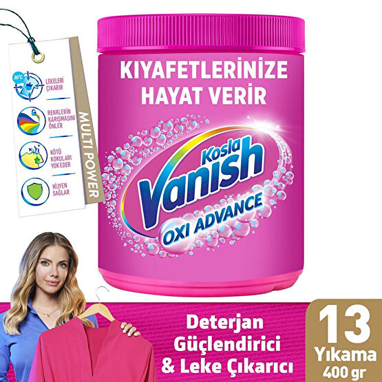 Vanish Kosla Multipower Oxi Advance Renkliler İçin Leke Çıkartıcı & Deterjan Güçlendirici Toz (1 x 400 g) Çamaşır Makinesi Ürünleri Fiyatı