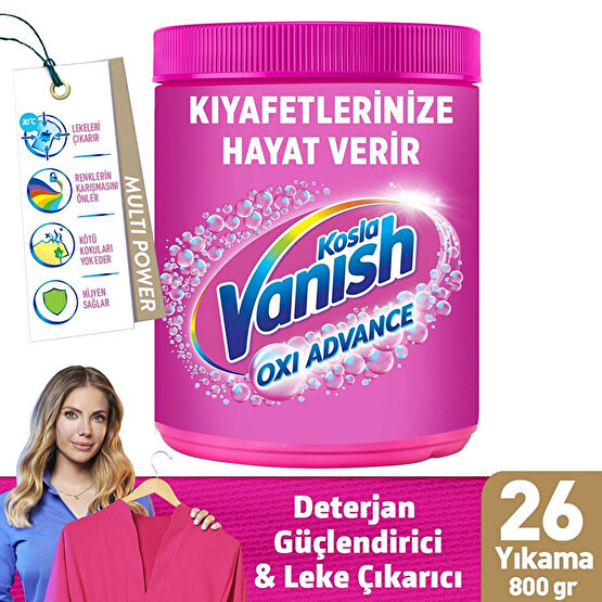 Vanish Kosla Multipower Oxi Advance Renkliler İçin Leke Çıkartıcı & Deterjan Güçlendirici Toz (1 x 800 g) Çamaşır Makinesi Ürünleri Fiyatı