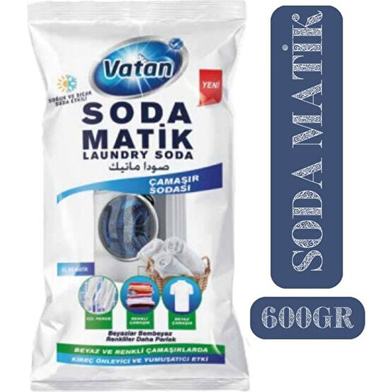 Vatan Soda Matik 600 gr Elde ve Matik - Tül Perde -Renkli Beyaz Çamaşırlar Sodamatik Çamaşır Makinesi Ürünleri Fiyatı