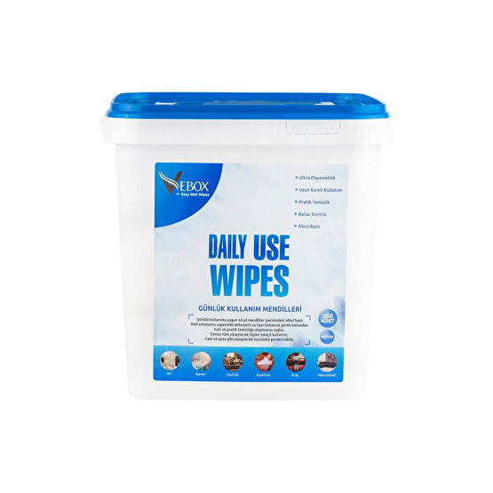 VEBOX Daily Use Wipes Günlük Kulanım Kova Islak Mendil 250 Adet Islak Mendil Fiyatı