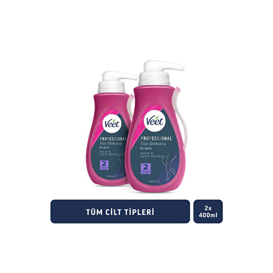 Veet Professional Tüy Dökücü Krem Tüm Cilt Tipleri Için 400ml X2 Tüy Dökücüler ve Azaltıcılar Fiyatı