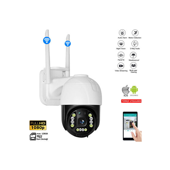 Ventus 360 Dönebilen Kablosuz Wifi Ip Kamera Speed Dome 1080p Fullhd Gece Görüşlü Hareketli Dış Mekan Sesli Dijital Video Kameralar Fiyatı