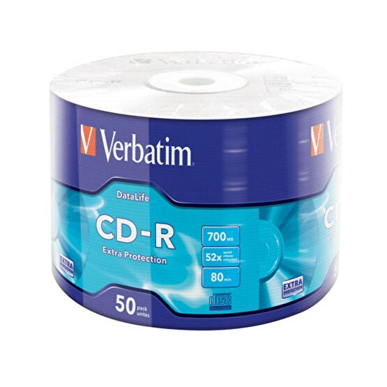 Verbatim CD-R 700MB 80 Dakika 52X Hızında 50'li Spindle 43787 CD / DVD Aksesuarları Fiyatı