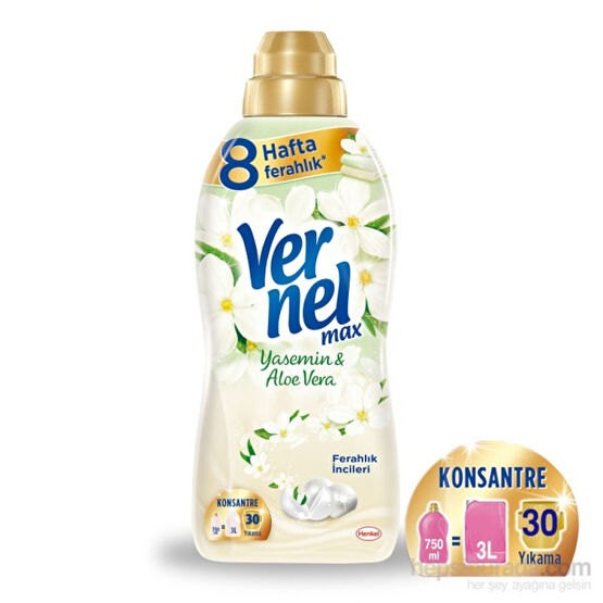 Vernel Max Konsantre Çamaşır Yumuşatıcısı Yasemin Aloevera Yumuşatıcı 750 ml 30 Yıkama - 720 ml Yumuşatıcı Fiyatı