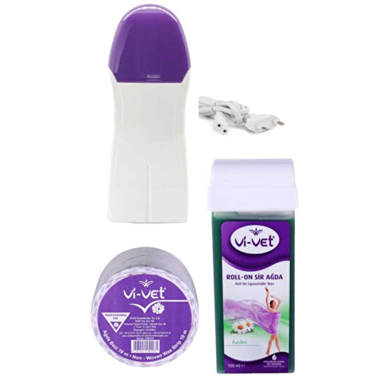 Vi-vet Tüm Ciltler Azulen Kartuş Ağda + 2 Yıl Garantili Ağda Makinesi+10 Metre Rulo Ağda Bez Set Ağda Ürünleri ve Makineleri Fiyatı