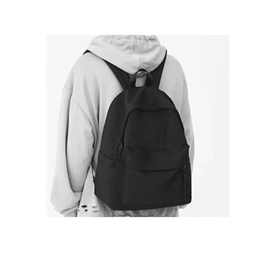 VİABAG Siyah Düz Siyah Unisex Laptop Okul Kurs Kamp Seyehat Gezi Günlük Kullanım Sırt Çantası Standart Beden Unisex Sırt Çantası Fiyatı