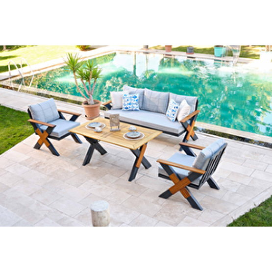 Vieno Home Garden Lotus Alüminyum Bahçe Balkon Oturma Grubu Antrasit Bahçe Mobilyası Takımı Fiyatı