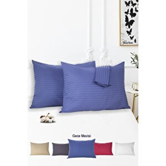 Vionel Home %100 Pamuk  2’li Çizgili Saten Yastık Kılıfı 50 X 70 Gece Mavisi Yastık Kılıfı Fiyatı