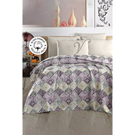 Vionel Home %100 Pamuk Çift Kişilik Baskılı Pike (8 Farklı Desen) Mor Pike & Pike Takımı Fiyatı