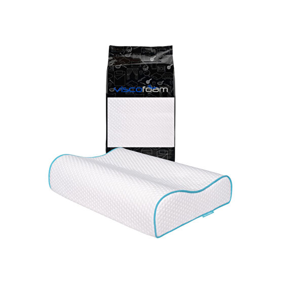 Viscofoam Yüksek Boyun Destekli Ortopedik Yastık Çift Boyun Destekli Visco Yastık - 60x40x14-12cm Yastık Fiyatı