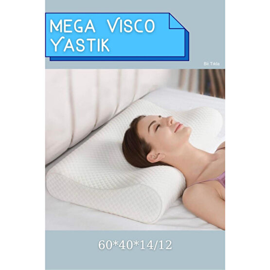 Viscomina Mega Boy Ortopetik Visco Yastık Boyun Fıtığı Boyun Düzleşmesi Için Visco Yastık 60x40x14/12 Cm Yastık Fiyatı
