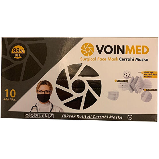 Voinmed 10'lu Telli Siyah Cerrahi Maske Maskeler Fiyatı