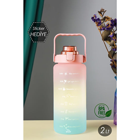 Voit 0019 Bpa Içermez Motivasyon Su Matarası - Su Şisesi - Stickerlı Suluk 2 Lt Matara Fiyatı