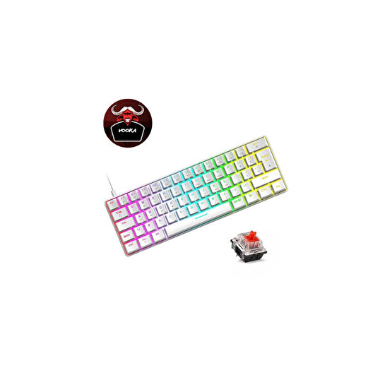 VOOKA Trol Red Switch Mini Rgb Oyun Klavyesi Gaming Mekanik 62 Tuşlu 18 Rgb Led Usb Tip-c Kablosu Beyaz Oyuncu Klavyesi Fiyatı