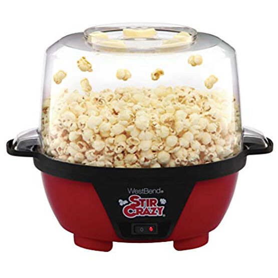 West Bend Stir Crazy Popcorn Machine Electric Hot Oil Popper Includes Large Lid for Serving Bowl and Convenient Nesting Storage, 6-Quart, Red Mısır Patlatma Makineleri Fiyatı