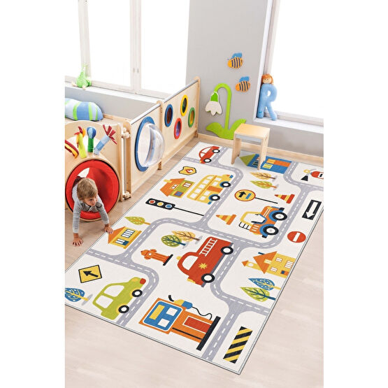 West Home Makinede Yıkanabilir Kaymaz Taban Leke Tutmaz Yol Desenli Halı Bebek Ve Çocuk Halısı Oyun Matı 40 x 60 Beden Bebek Odası Halı Fiyatı