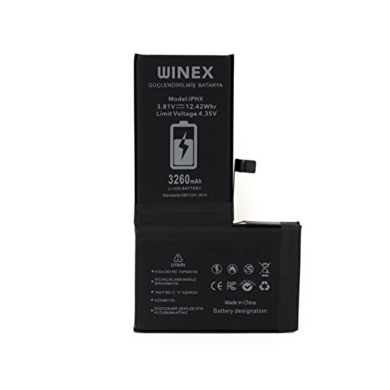 Winex iPhone X Uyumlu Güçlendirilmiş Premium Batarya Telefon Yedek Parça Fiyatı