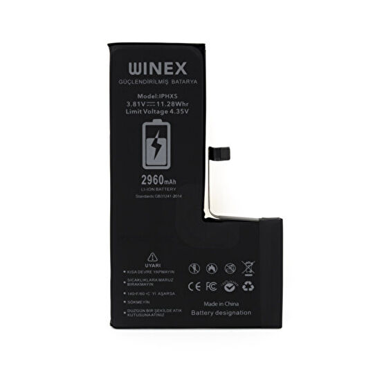 Winex iPhone XS Uyumlu Güçlendirilmiş Premium Batarya Telefon Yedek Parça Fiyatı