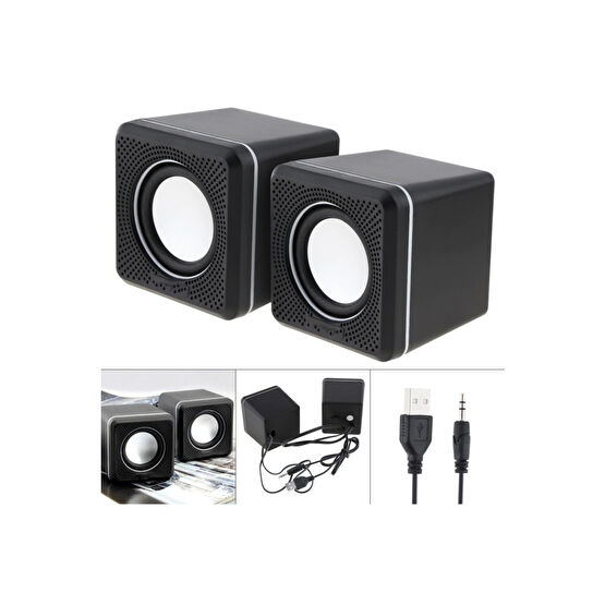 Wonderlust Multimedya 1+1 Mini Pc Hoparlör 2.0 Usb Speaker 2.5w Bilgisayar Speaker Fiyatı